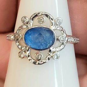 *BP #2850 Follow Your Dreams Genuine Lapis Quartz -Rhodium Ring Size 6 BRAND NEW